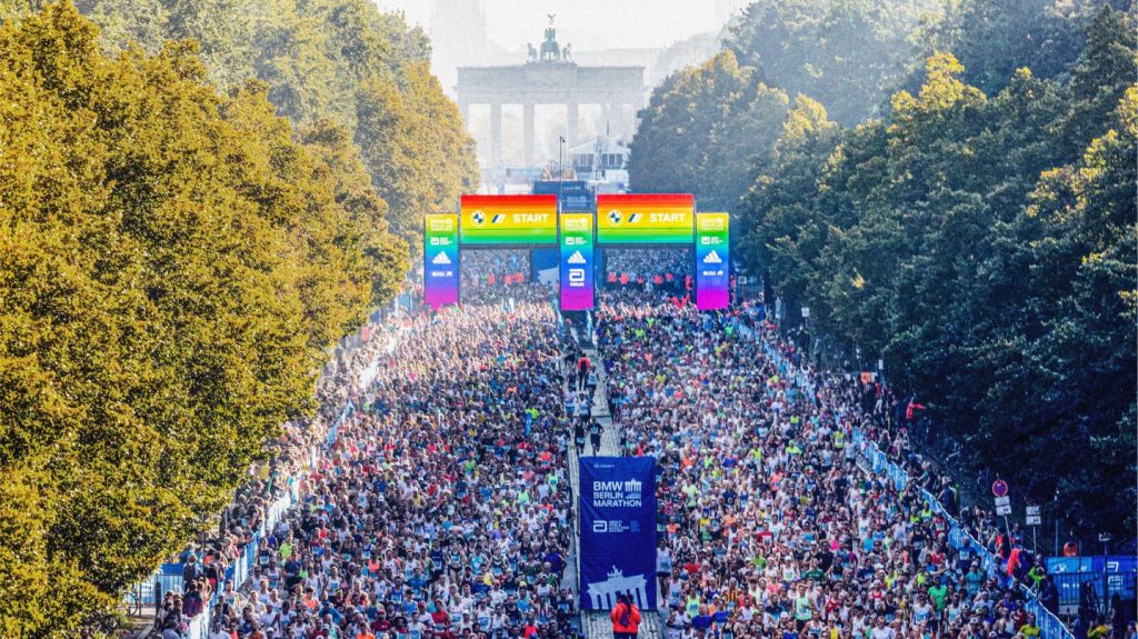 BMW Berlin Marathon race start and finish at the Brandenburg Gate in Berlin, Germany